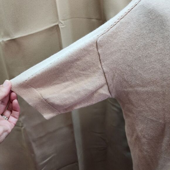 Garnet Hill Cream Linen Blend Short Sleeve Sweater Size Medium - Picture 5 of 10